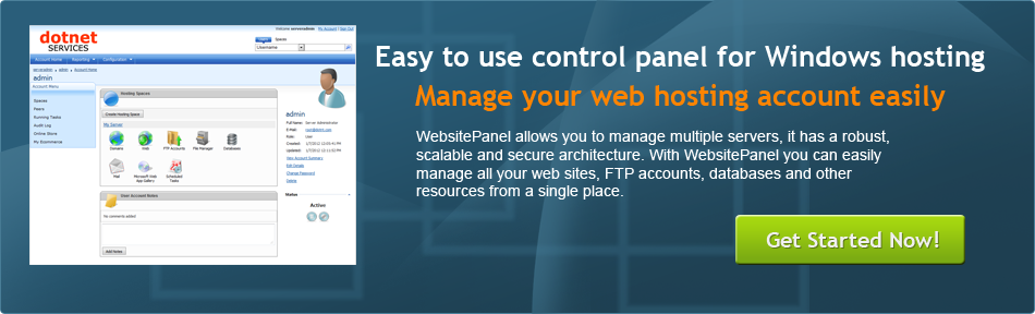 Easy to Use WebsitePanel control panel for Windows web hosting